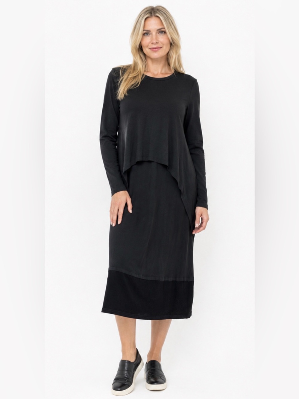 COS Black Asymmetrical Layered Midi Dress – Size M